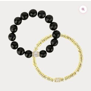 BuDhaGirl  Muzuki set Black and Gold Beaded Bracelet Set . 2 piece set .